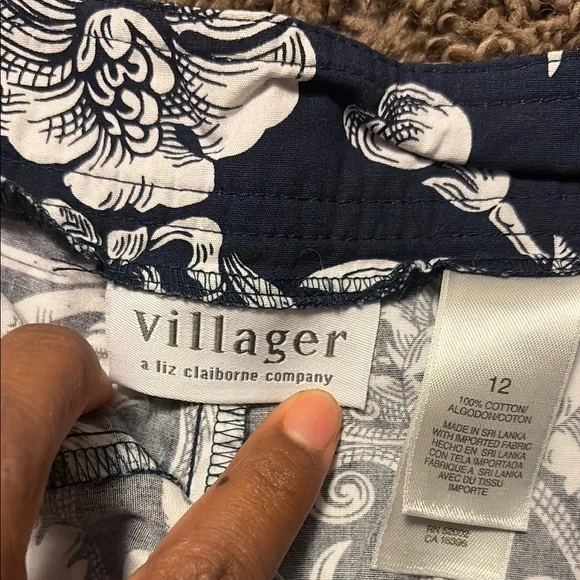 Villager White and Blue Patterned Skirt - Picture 6 of 8